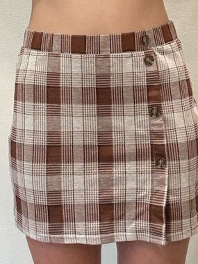 Plaid Brown and Cream Skirt